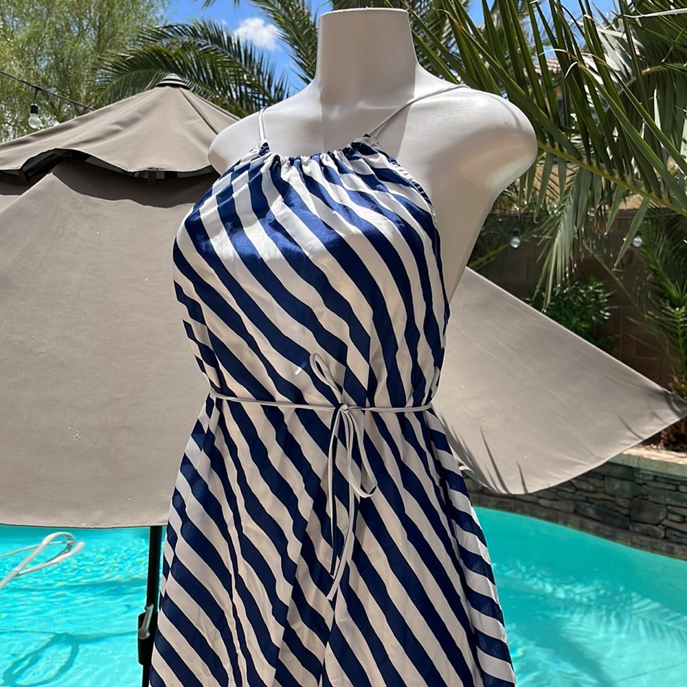 NWT  Summer Halter Maxi Striped Dress